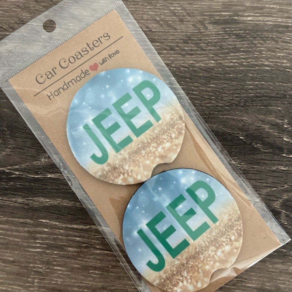 Jeep Car Coasters with Beach Design